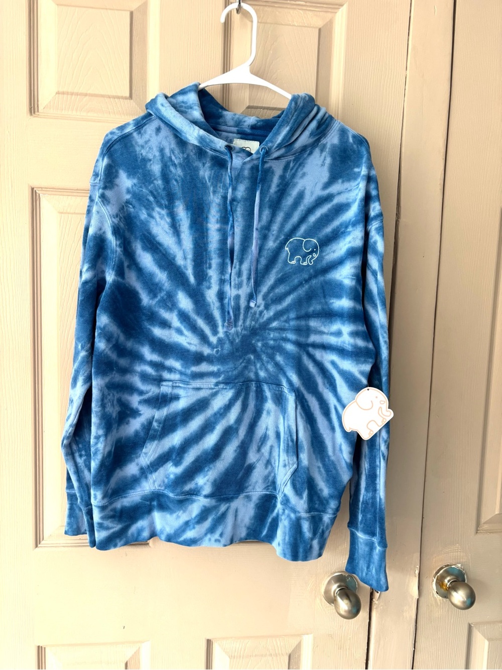 NWT Ivory Ella Blue Tie-Dye Elephant Hoodie Sweatshirt SZ S - Picture 8 of 9